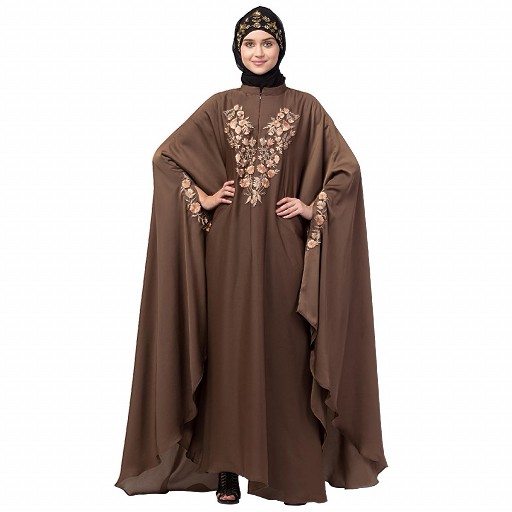 Designer Irani Kaftan with embroidery work- Light Brown